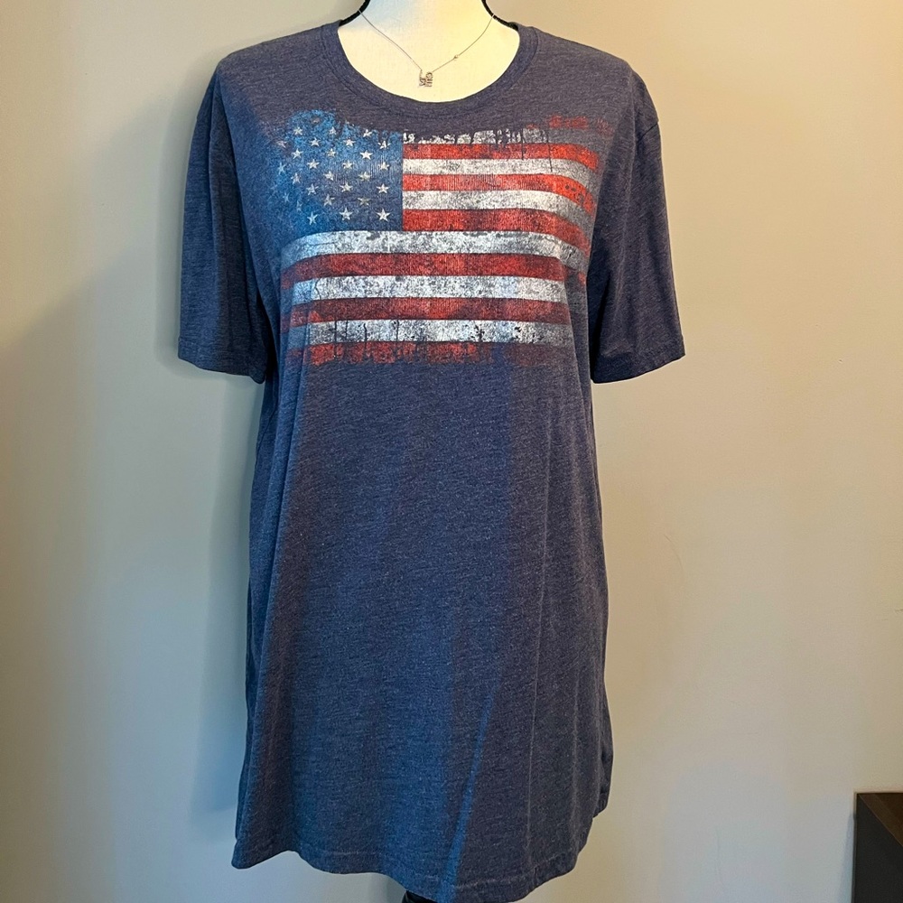 Men’s Dark Blue Galt Short Sleeve America USA Flag Graphic Tee Shirt LARGE